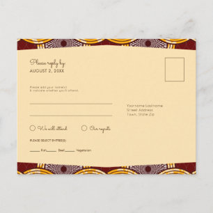 African Ankara Kitenge Gold RSVP Meal Postcard
