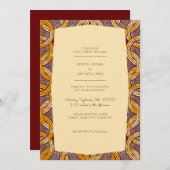 African Ankara Kitenge Gold Wedding Invitation (Front/Back)
