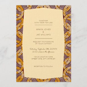 African Ankara Kitenge Gold Wedding Invitation