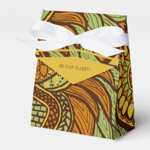 African Ankara Lime Brown Gold Floral Favor Boxes