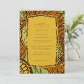 African Ankara Lime Floral Wedding Invitation (Standing Front)