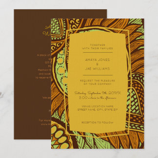 African Ankara Lime Floral Wedding Invitation
