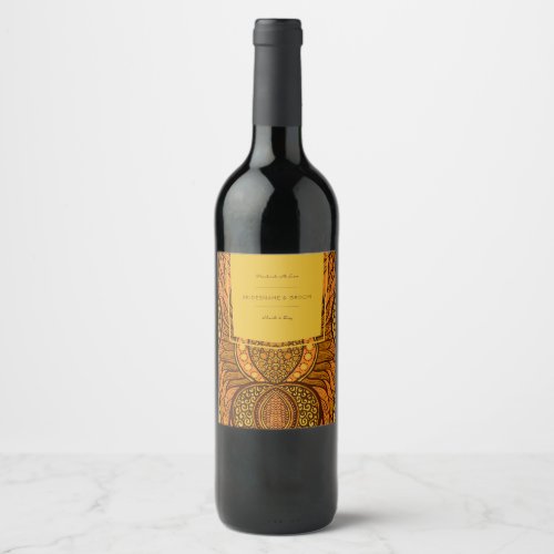 African Ankara Orange Floral Wine Label