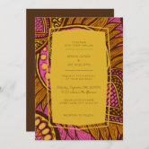 Elegant Multicolor African Kente Cloth K45 Wedding Invitation