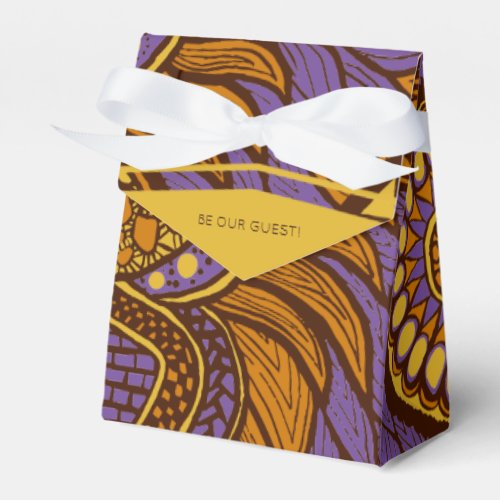 African Ankara Purple Brown Gold Floral Favor Boxes