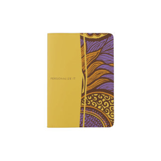 African Ankara Purple Floral Passport Holder