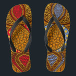 African Ankara Red Blue Floral Global  Flip Flops<br><div class="desc">Stroll the beach on your honeymoon with these colorful Ankara patterned bold sky blue red gold and brown flip flops that pay tribute to your African heritage. This Ankara pattern is based on traditional Dutch wax print fabrics popular across the African diaspora. I have chosen a columned paper to add...</div>