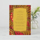 African Ankara Red Floral Wedding Invitation (Standing Front)
