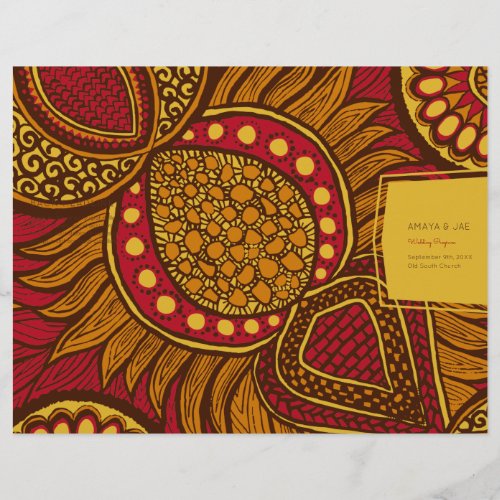 African Ankara Red Gold Floral Program Cover