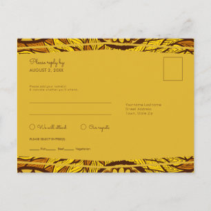 African Ankara Yellow Floral RSVP Meal Postcard