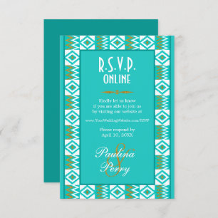 African Aqua Teal Blue Kente RSVP Online Enclosure