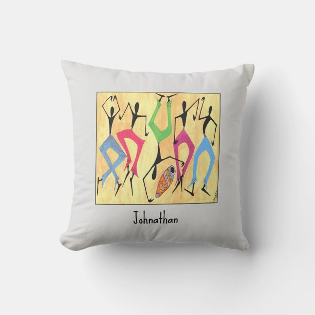 African Art, Acrobatic Dance Throw Pillow (Front)