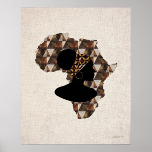 African Art Africa and Woman With Head Wrap Poster
