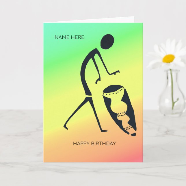 African Art Celebration of Colors Birthday Card (Small Plant)