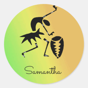 African Art, Colorful, Awesome Silhouette Dancer Classic Round Sticker