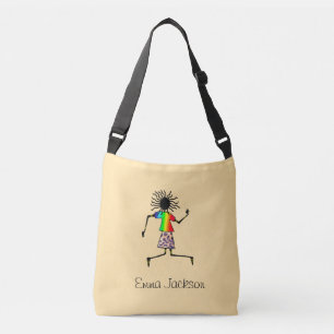 African Art, Cute Happy Dancer Birthday  Crossbody Bag
