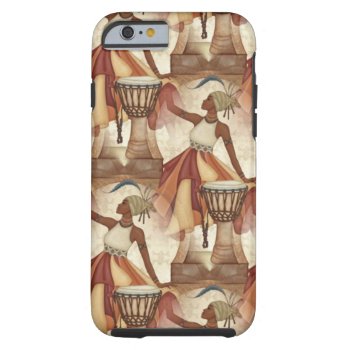 African Art Earth Tones Neutral Women Drums Tough Iphone 6 Case by SterlingMoon at Zazzle