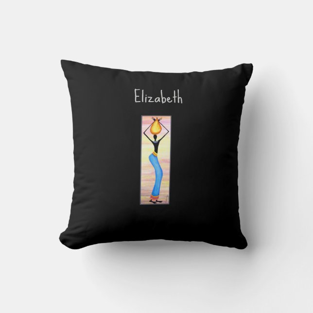 African Art, Elegant Woman, Coconut Oil Seller Throw Pillow (Front)