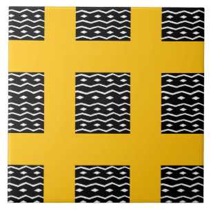 African art, Ethnic Pattern Orange Ceramic Tile