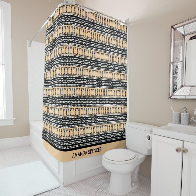 African Art, Ethnic Pattern Shower Curtain (In Situ)