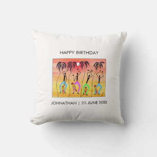 African Art, Expressing Happiness Birthday Throw Pillow