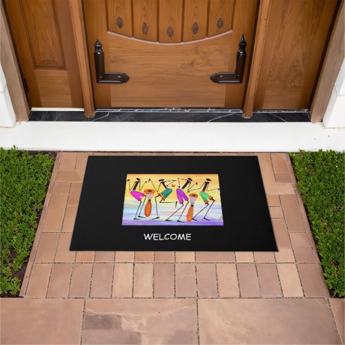 African Art Expressing Happiness Doormat