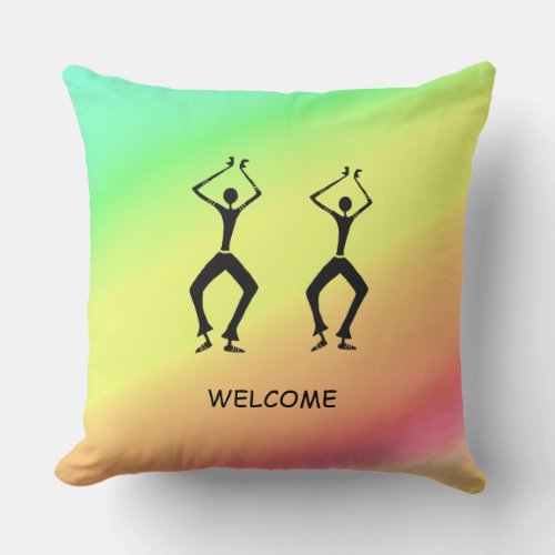 African Art Joy Dance Throw Pillow