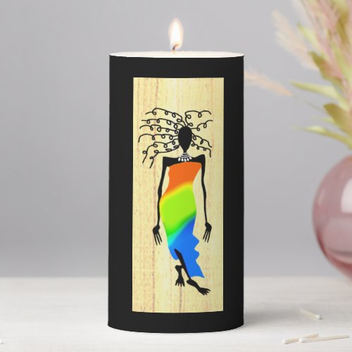 African Art Lady Africa Pillar Candle