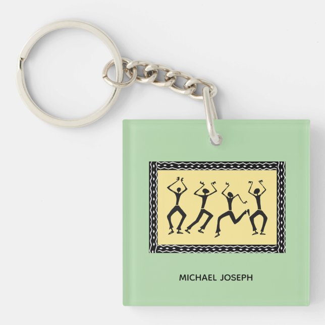 African Art, Let's Party Keychain (Front)