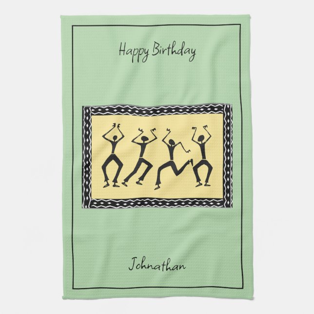 African Art, Let's Party Kitchen Towel (Vertical)
