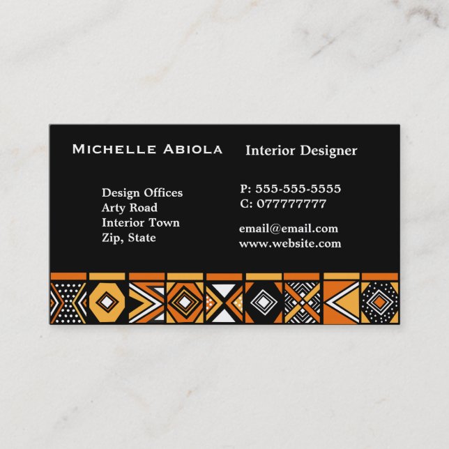 African art pattern business card (Front)