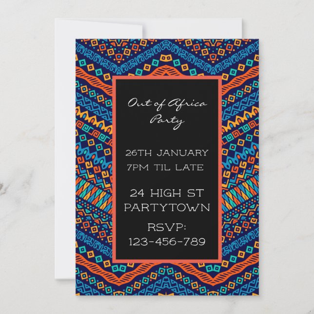 African art pattern design party theme invitation (Front)