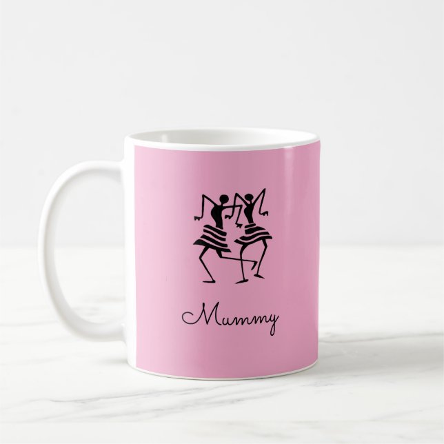 African Art, Silhouette Celebration Mummy Pink Coffee Mug (Left)