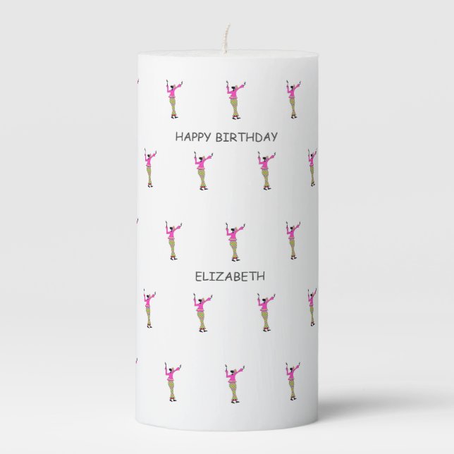 African Art, Special Lady, Happy Birthday Pillar Candle (Front)