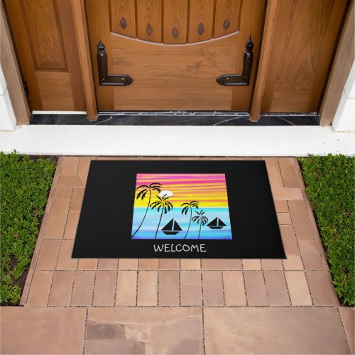 African Art Tropical Sailing Doormat