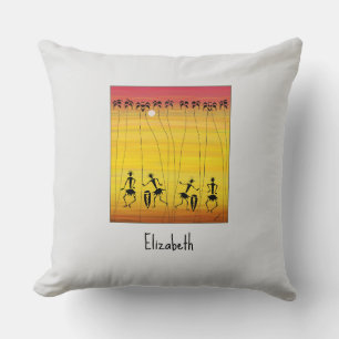 African Art, Tropical Sunset Celebration Throw Pillow