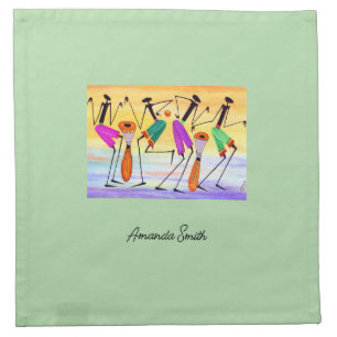 African Art, Watercolor, Happiness  Cloth Napkin