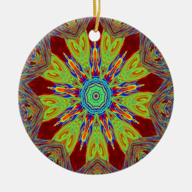 African Asian European ethnic pattern Ceramic Ornament (Front)