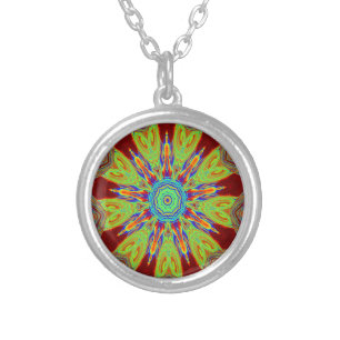 African Asian European ethnic pattern Silver Plated Necklace