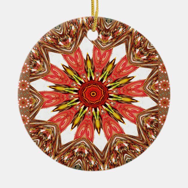 African Asian traditional edgy pattern Ceramic Ornament (Front)