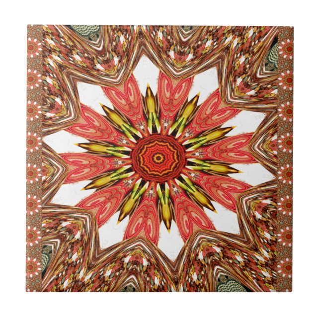 African Asian traditional edgy pattern Ceramic Tile (Front)