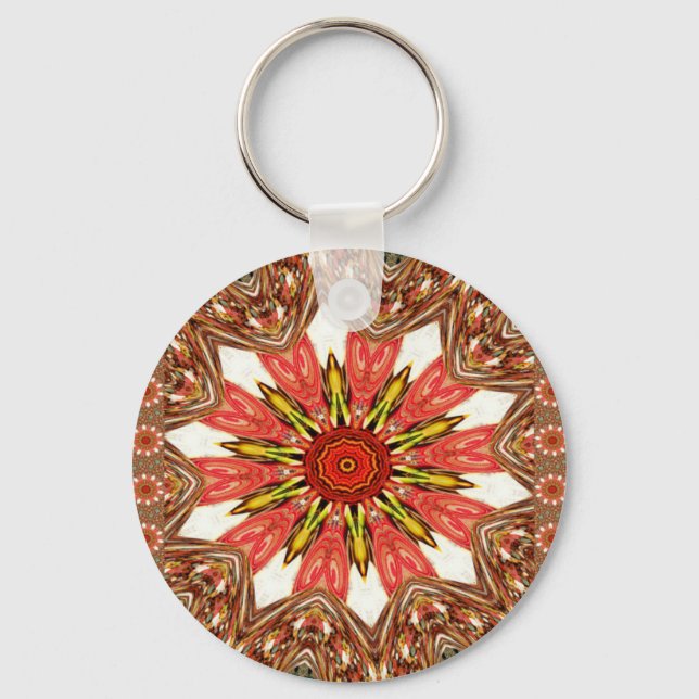 African Asian traditional edgy pattern Keychain (Front)