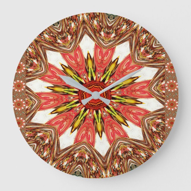 African Asian traditional edgy pattern Large Clock (Front)