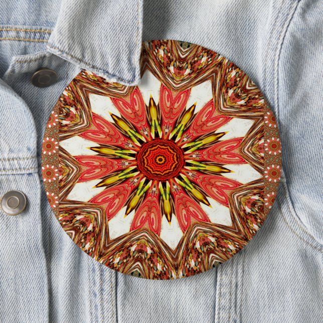 African Asian traditional edgy pattern Pinback Button (In Situ)