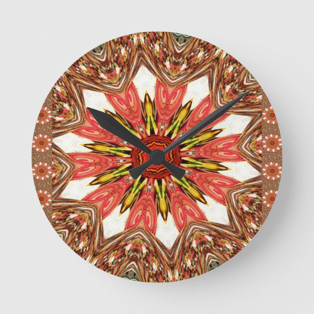 African Asian traditional edgy pattern Round Clock (Front)