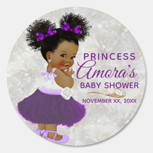 African Baby Girl Purple|Lavender|Gold Glitter Sign (Front)