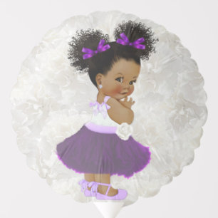 African Baby Girl Purple Lavender Silver Balloon