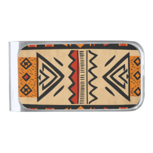 African background in warm colors silver finish money clip