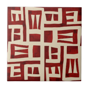 African Bakuba Map Tribal Tile