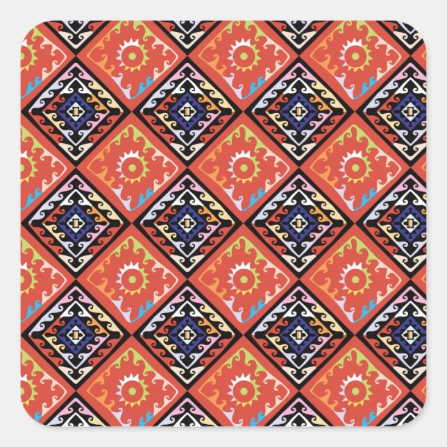 African Basket Weave Multi Pattern Square Sticker (Front)